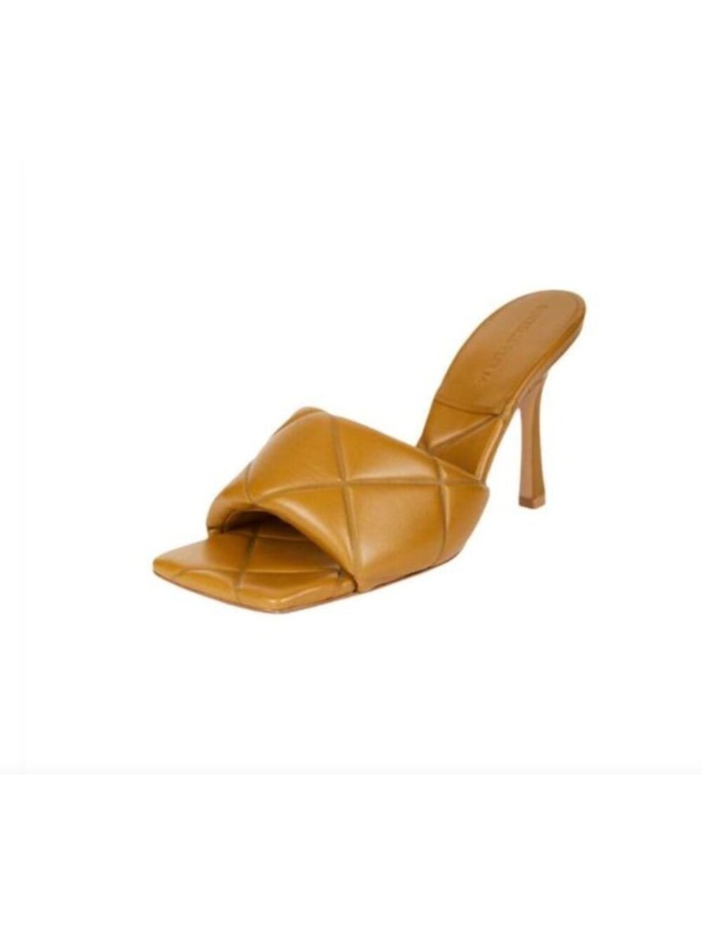 Bottega Veneta Lido Quilted Embossed Heeled Mules Acorn Womens Size 37 US 7
